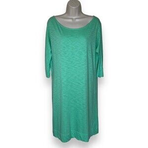 Lilly Pulitzer Cassie Shift Dress Pima Slub Cotton Boat Neck Green Women Medium